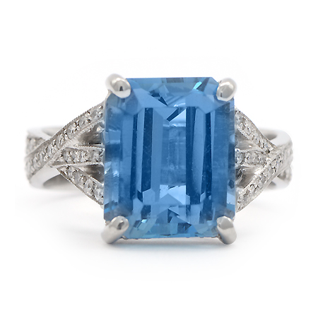 Emerald Cut Aquamarine Ring - 040606 | Wixon Jewelers