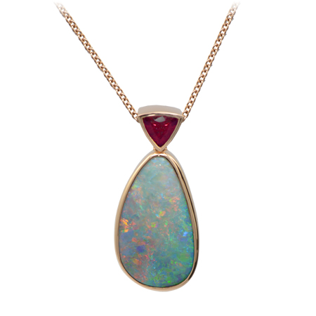 Freeform Opal & Tourmaline Pendant | Gemstone Jewelry - Wixon Jewelers