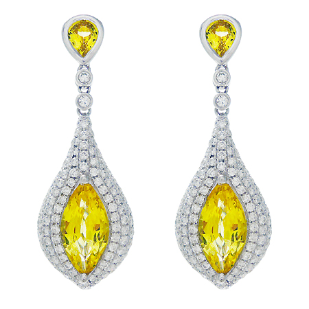Yellow Sapphire & Diamond Dangle Earrings | Wixon Jewelers