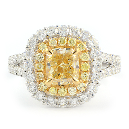 Yellow Diamond Ring with Double Halo | Wixon Jewelers