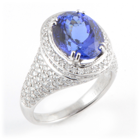 Royal Purple Tanzanite Ring with Pave Diamonds | Wixon Jewelers