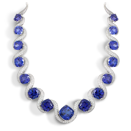 Custom Tanzanite & Diamond Collar Necklace | Wixon Jewelers