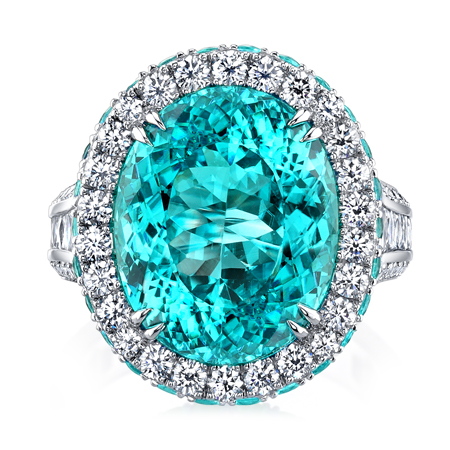 Paraiba Tourmaline Halo Oval Ring | Wixon Jewelers