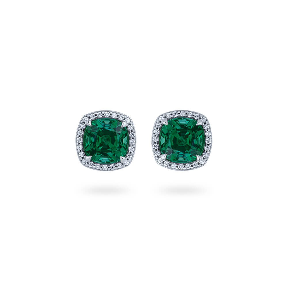 Green Tourmaline Halo Earrings | Wixon Jewelers