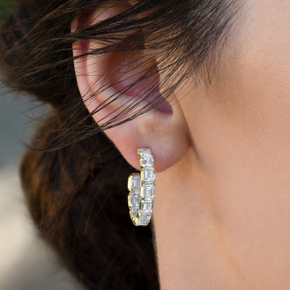 Emerald-Cut Hoop Earrings | Wixon Jewelers