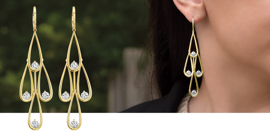 Tiered Drop Diamond Earrings